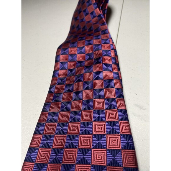 ROBERT TALBOTT Best of Class Men's 100% Silk Necktie Designer Geometric Red - Picture 2 of 8